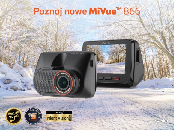 Mio MiVue 866 - pierwszy wideorejestrator z Night Vision Ultra Motoryzacja, LIFESTYLE - Największy w Europie producent wideorejestratorów - marka Mio wprowadziła na polski rynek najnowszy model kamer samochodowych, Mio MiVue 866. Jest to pierwsze urządzenie z sensorem Mio Ultra oraz technologią nagrań nocnych Mio Night Vision Ultra.